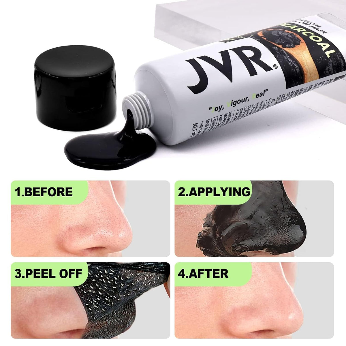 JVR Máscara facial Peel Off, máscara negra de carbón, máscara facia...