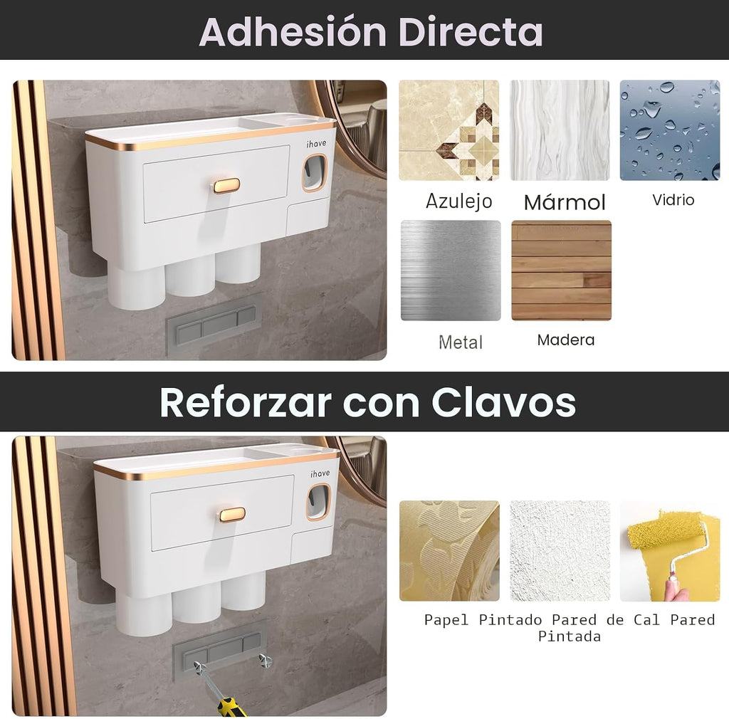 iHave Portacepillos de dientes para baños y dispensador de pasta de...