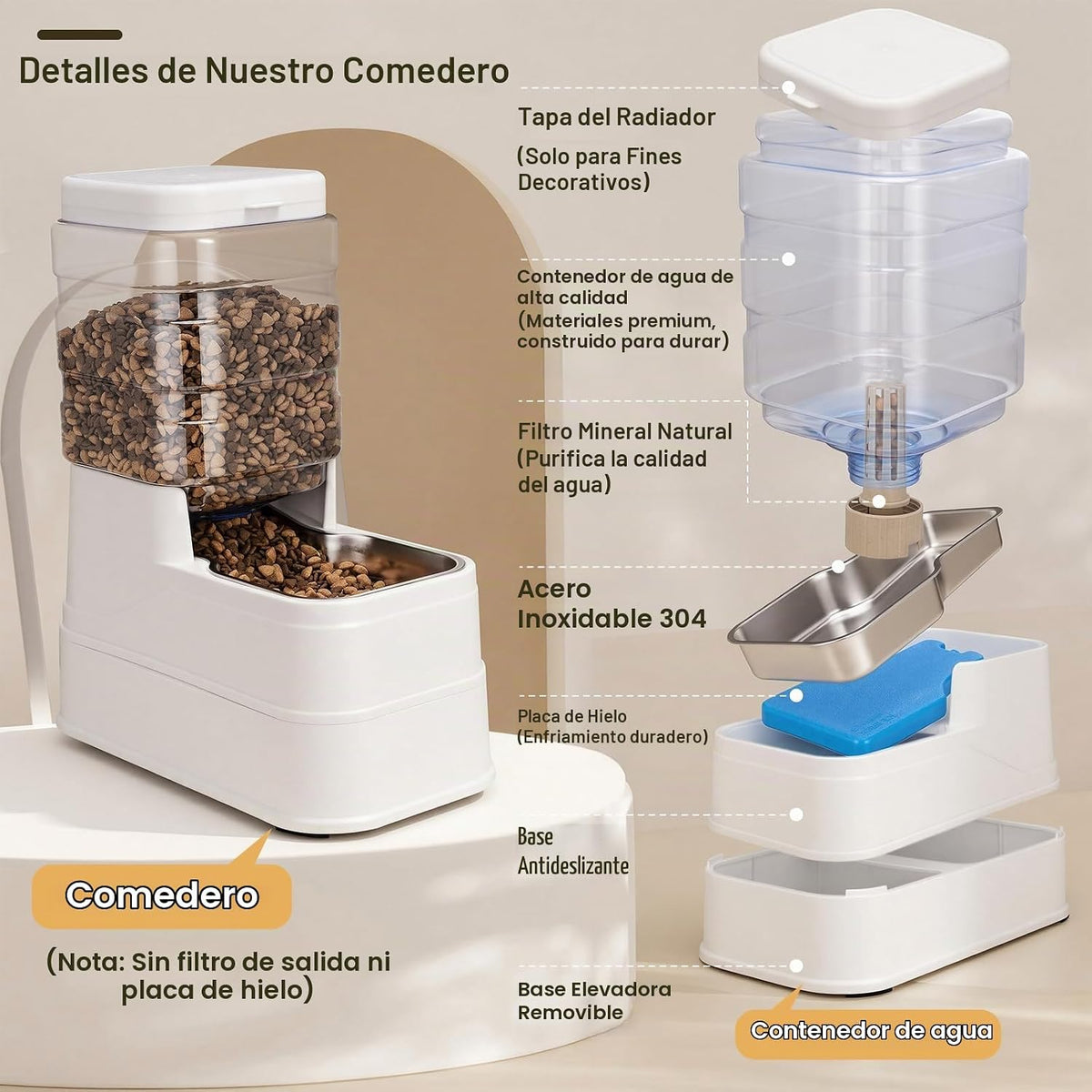 Paquete de 2 alimentadores automáticos para gatos y dispensador de...