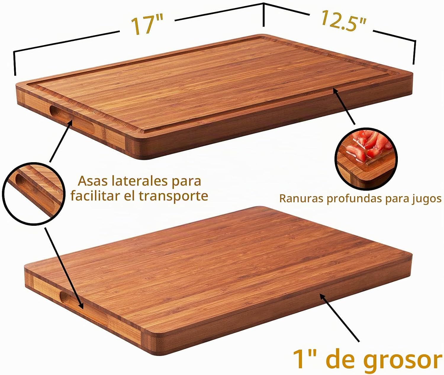 Tabla de cortar grande de madera para cocina, tabla de embutidos de...