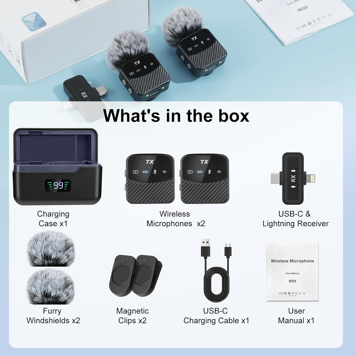 YUANRAN Mini micrófono Lavalier inalámbrico para iPhone/Android/tab...