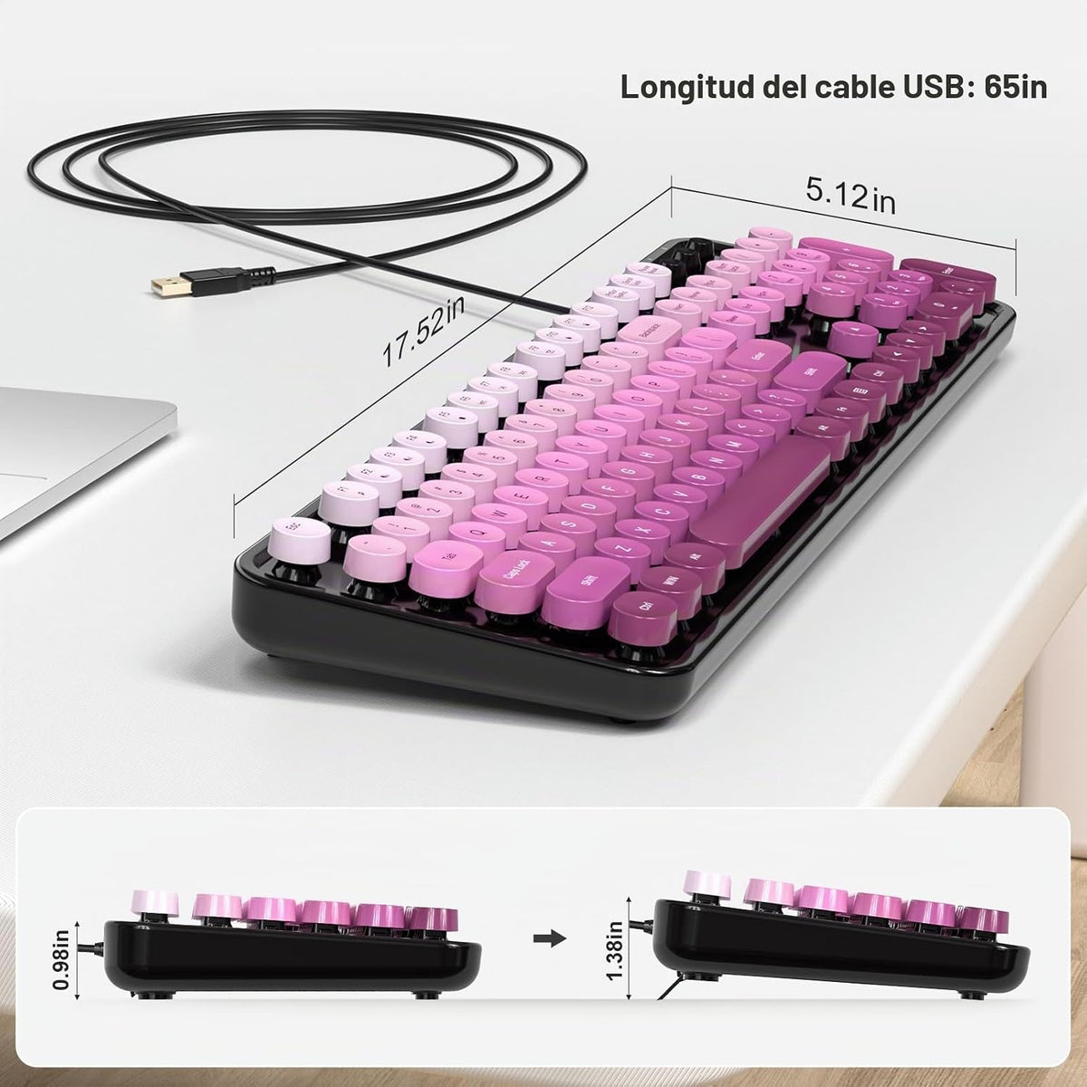 MOFII Teclados de computadora con cable, teclado USB de tamaño comp...