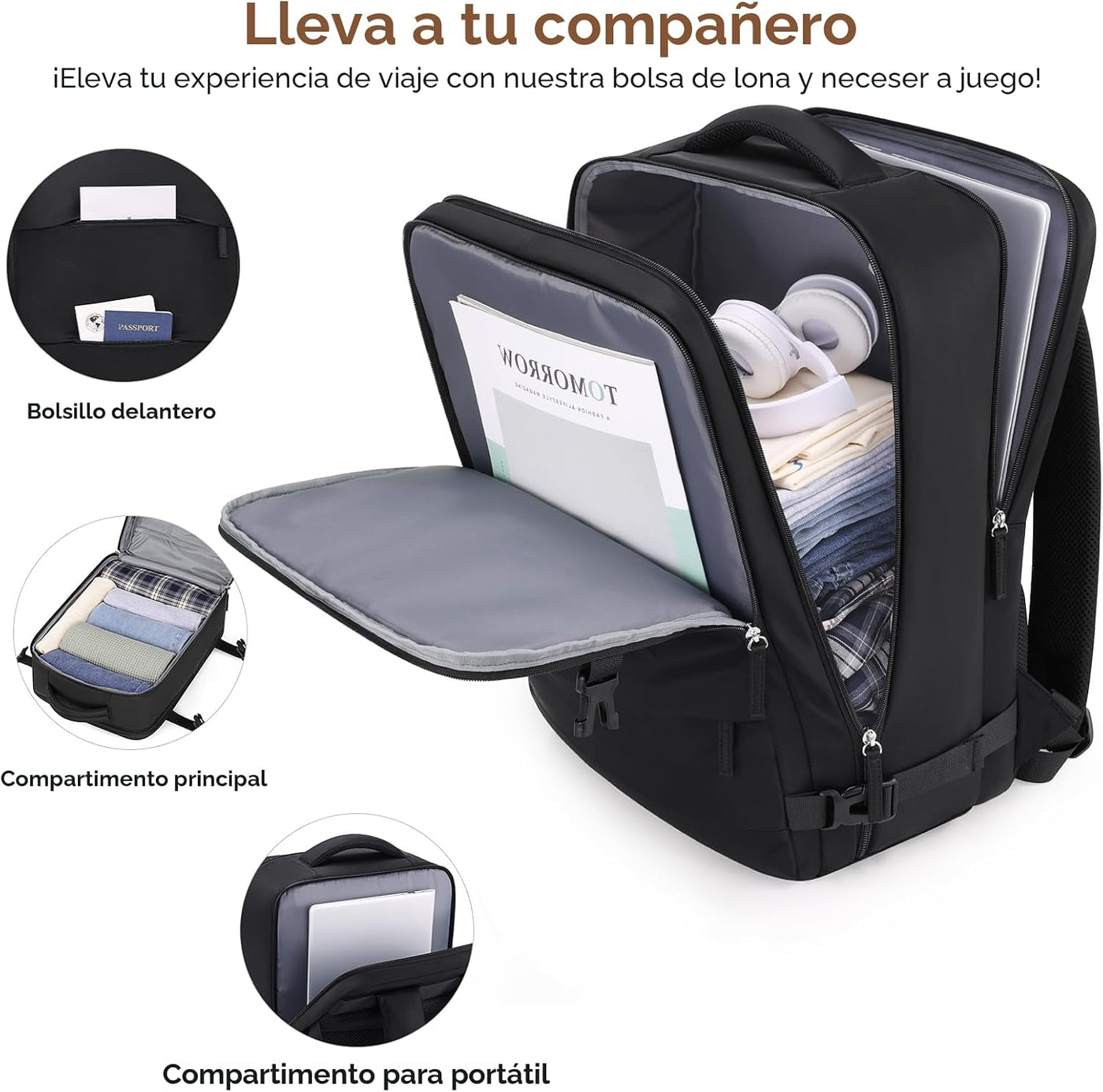 UKEIN Juego de equipaje con mochila, equipaje de mano rígido aproba...