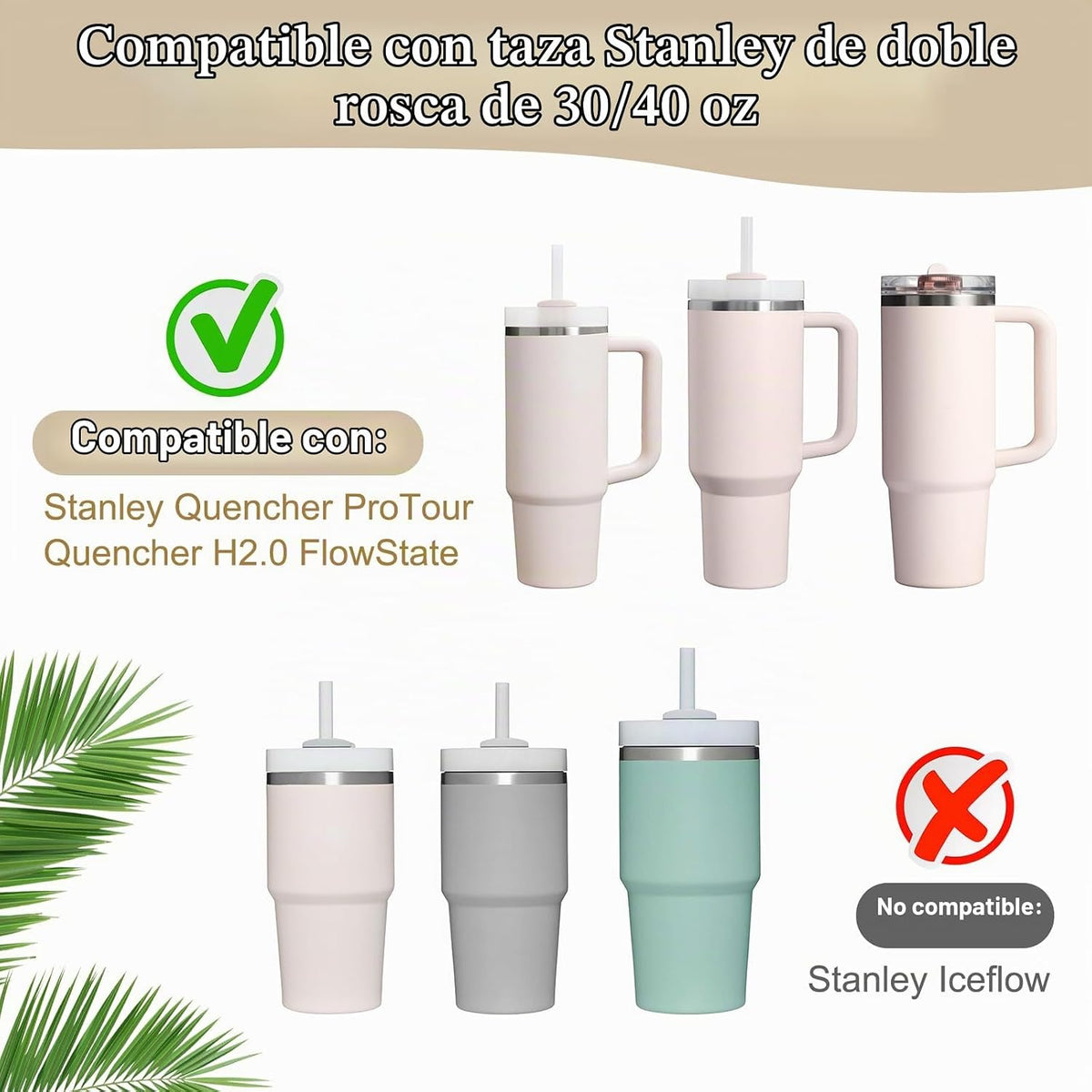 Paquete de 2 tapas con pajita plegable de 1183 ml mejoradas para St...