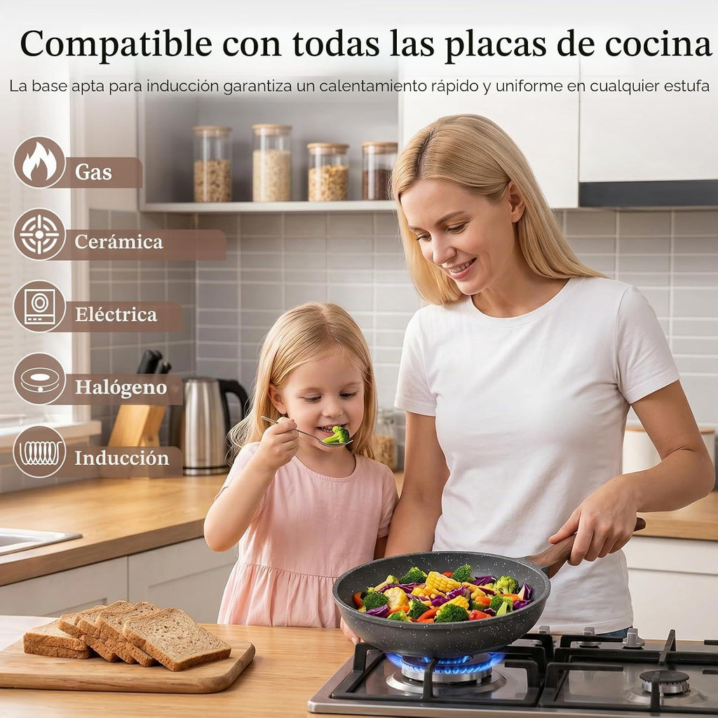 YASHE Sartén antiadherente de granito de 10 pulgadas, lista para in...