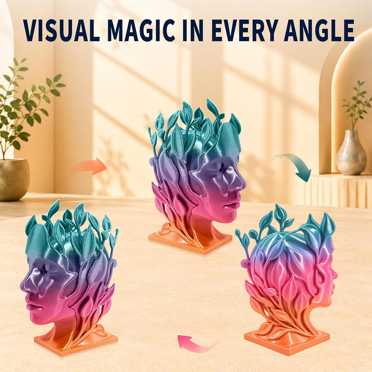 Filamento de impresora 3D Candy Silk Rainbow PLA+ de 0.07 in, 2.2 l...