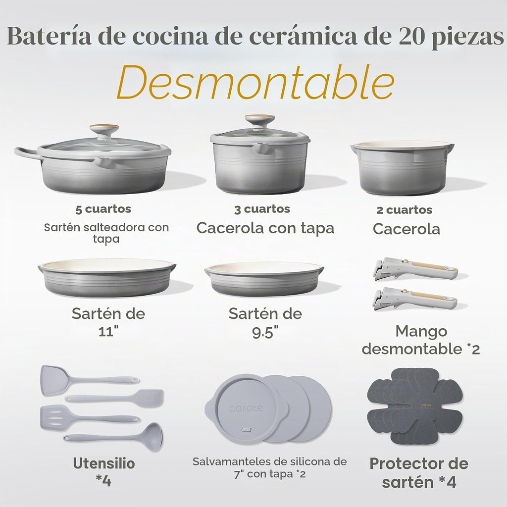 CAROTE Juego de utensilios de cocina de titanio de 17 piezas, juego...