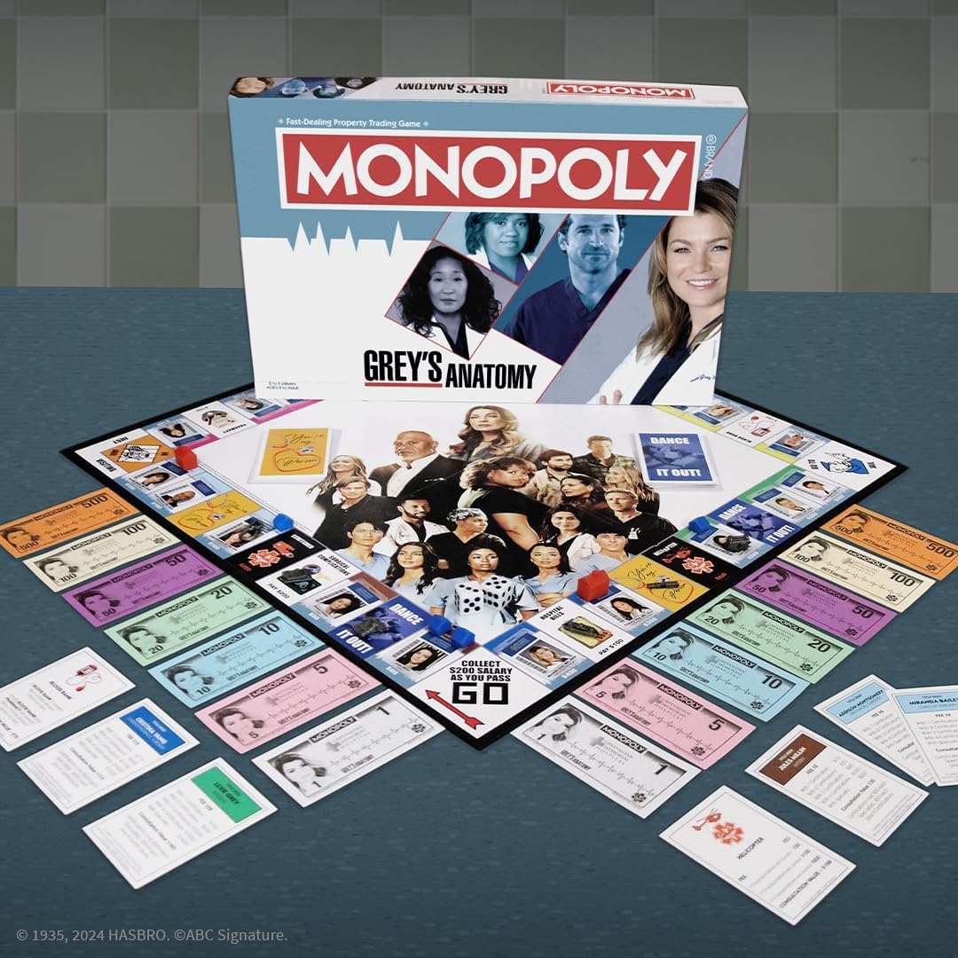 Monopoly: Grey"s Anatomy - Juego de mesa | Con ferry, portapape...