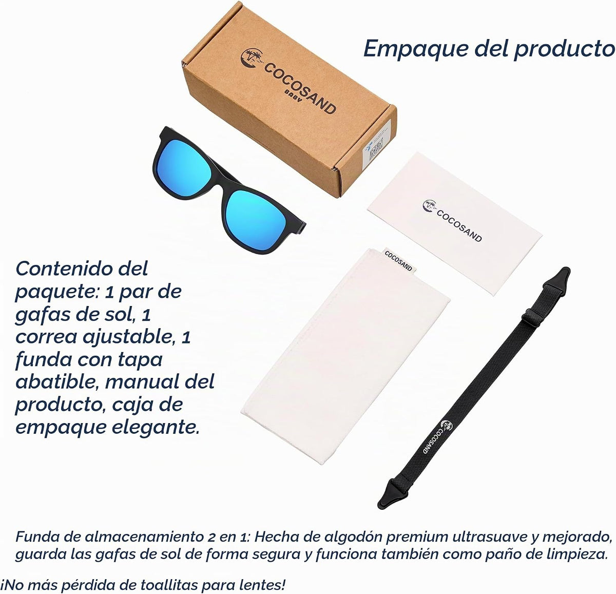 COCOSAND Gafas de sol polarizadas flexibles para bebé con correa |...