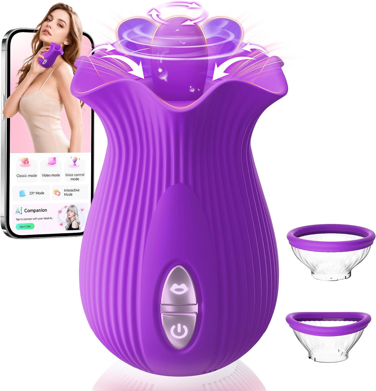 Juguete vibrador de rosa para mujer, juguetes sexuales AI Sync con...