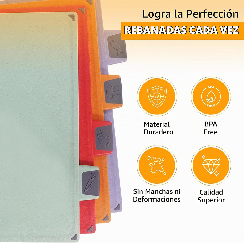 EZTICO Juego de tablas de cortar no tóxicas de 4 piezas con tijeras...