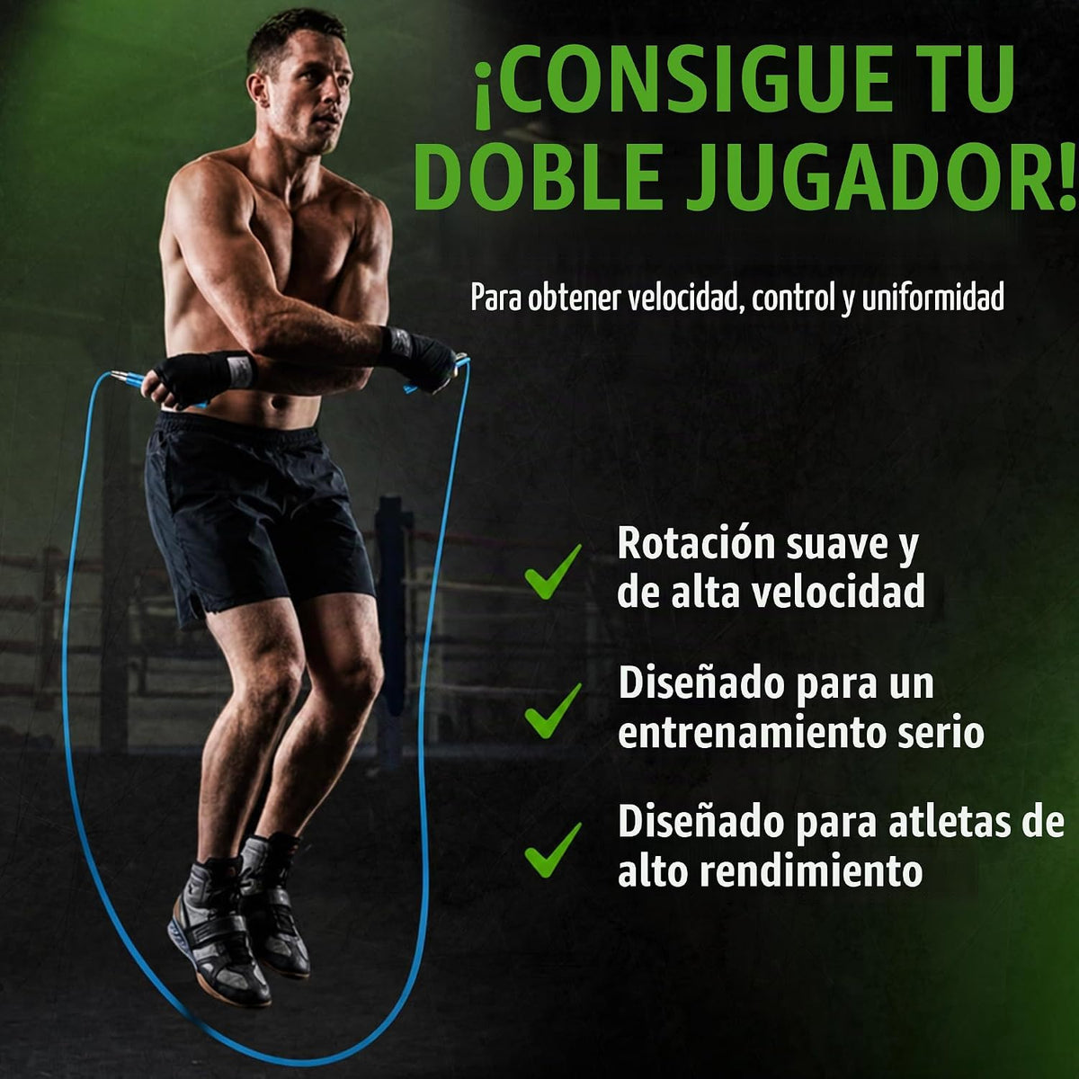 Bear KompleX Speed Jump Rope - Cuerda para saltar ajustable sin e...