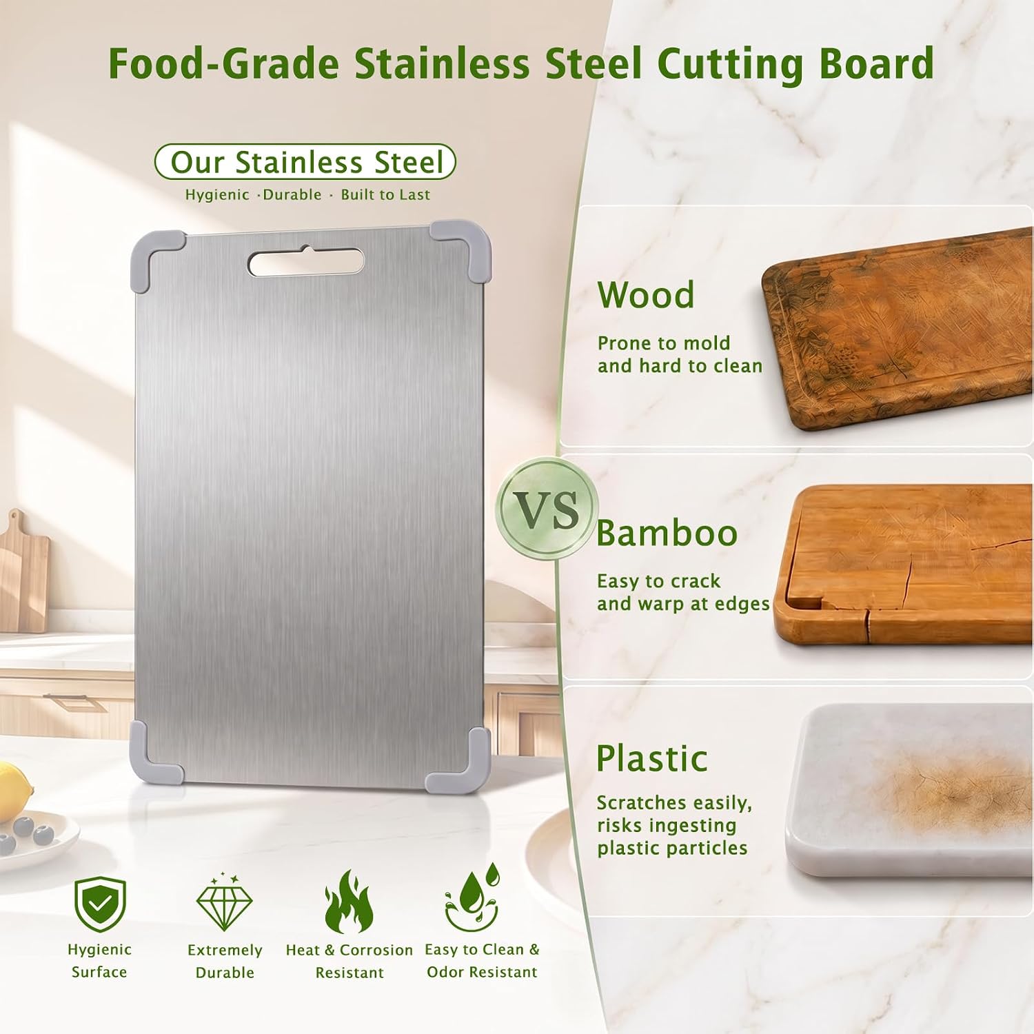 Pequeñas tablas de cortar de acero inoxidable para cocina, juego de...