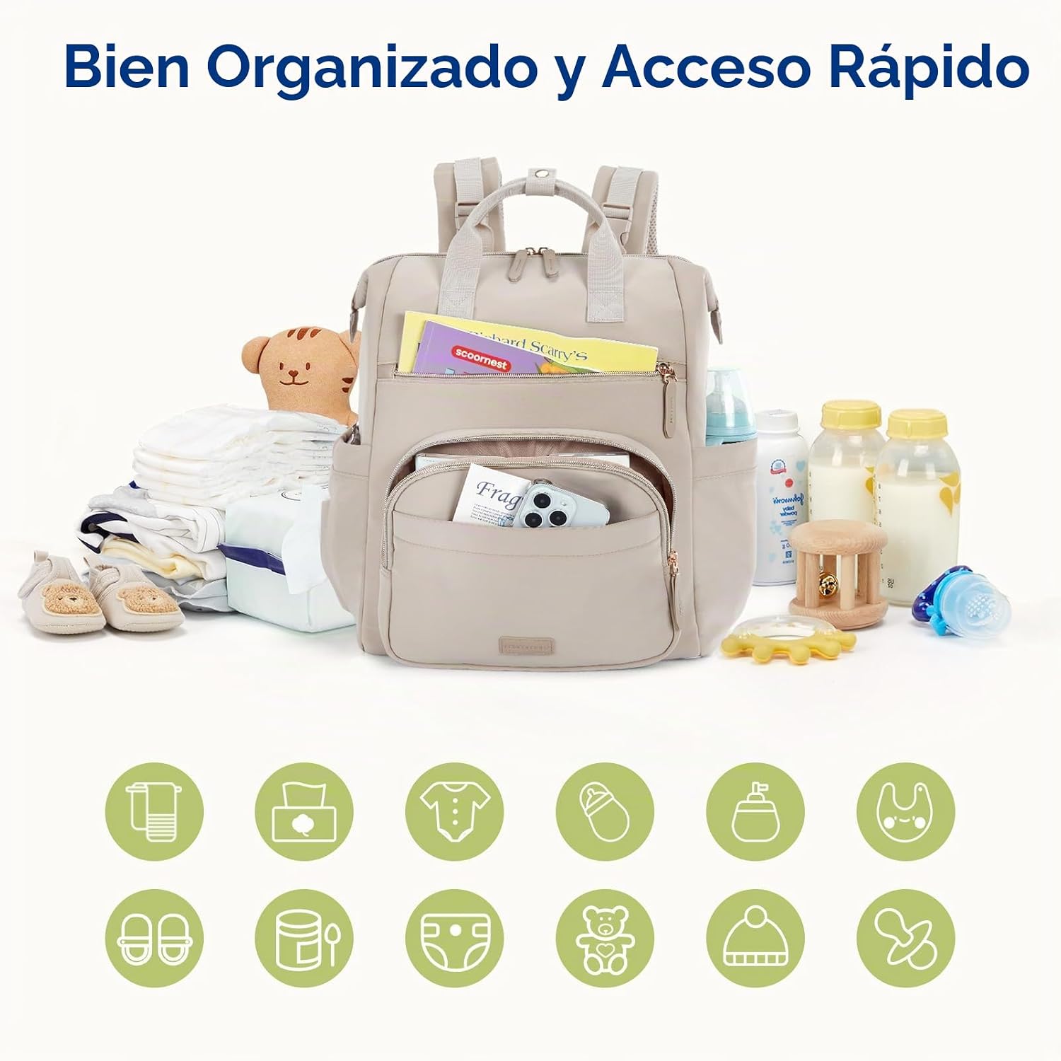 mommore Mochila de pañales de neopreno, mochila pequeña y ligera pa...