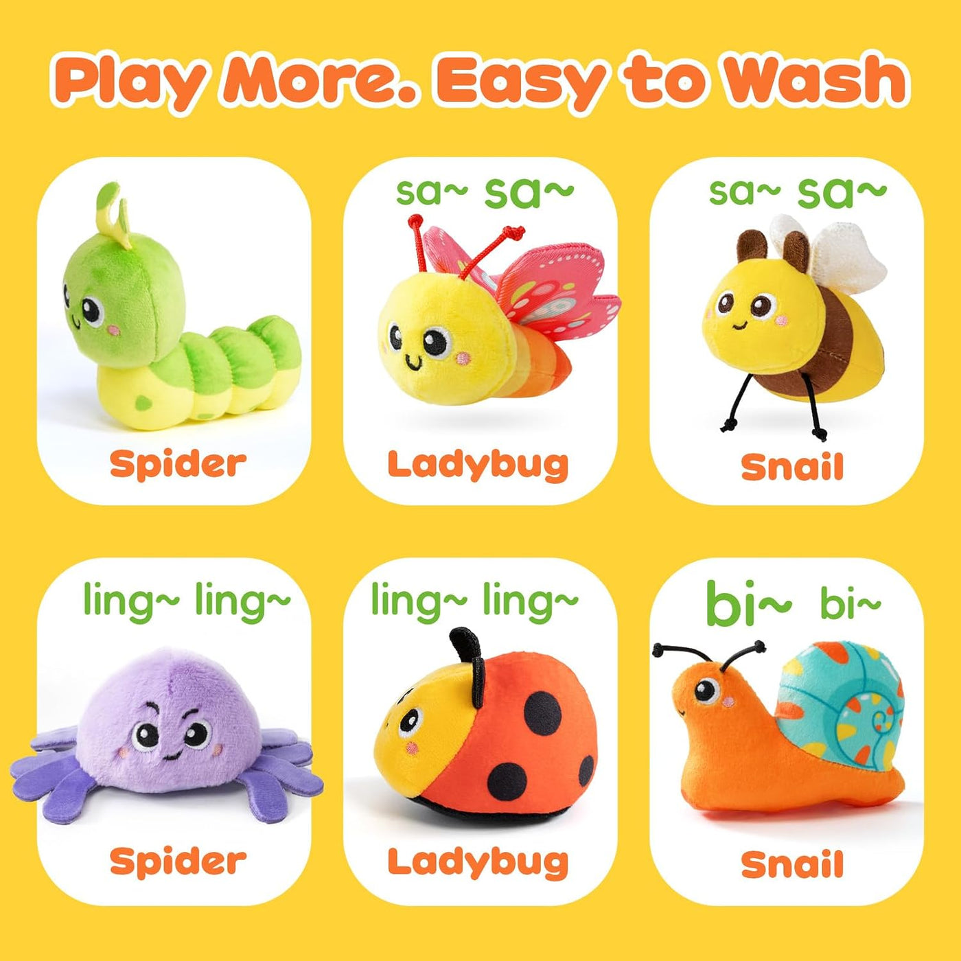 obnobm Insect House - Juego de juguetes de peluche con sonajero, ch...