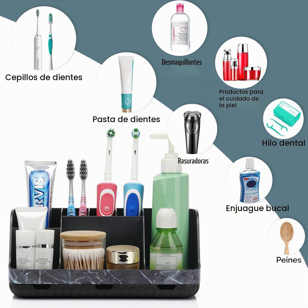 GFWARE Soporte de cepillo de dientes negro de mármol para baños | S...