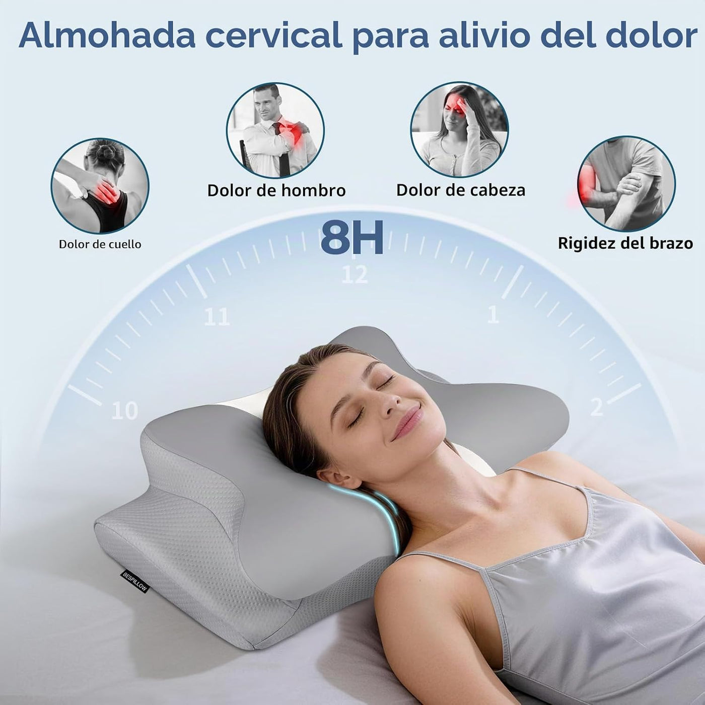 Almohada cervical para aliviar el dolor de cuello, almohada cervica...