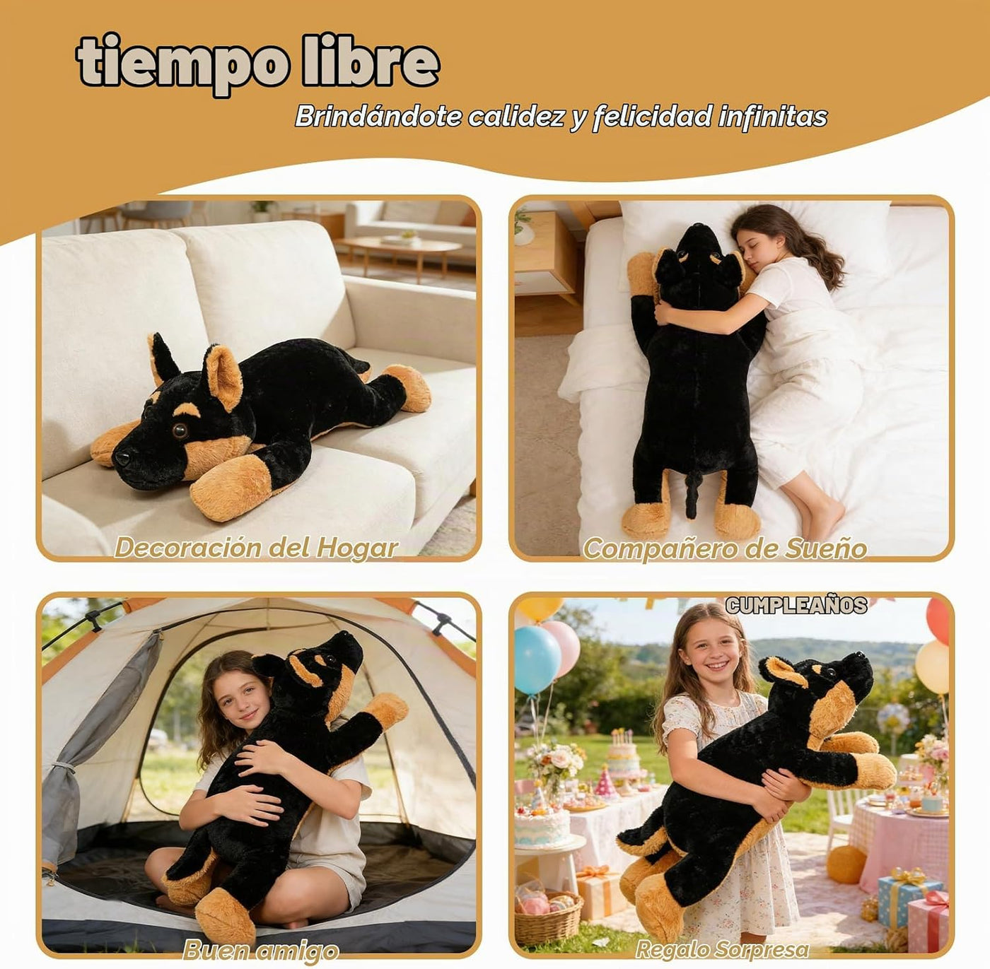 ZBLX Peluche de perro pastor alemán gigante, animal de peluche gran...