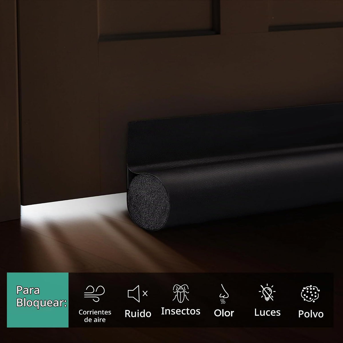 MAXTID Tope para puerta de 36 pulgadas, color negro, ajustable, blo...