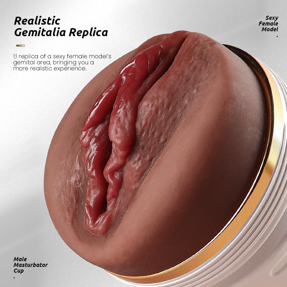 Masturbador masculino realista de bolsillo, vagina texturizada con...