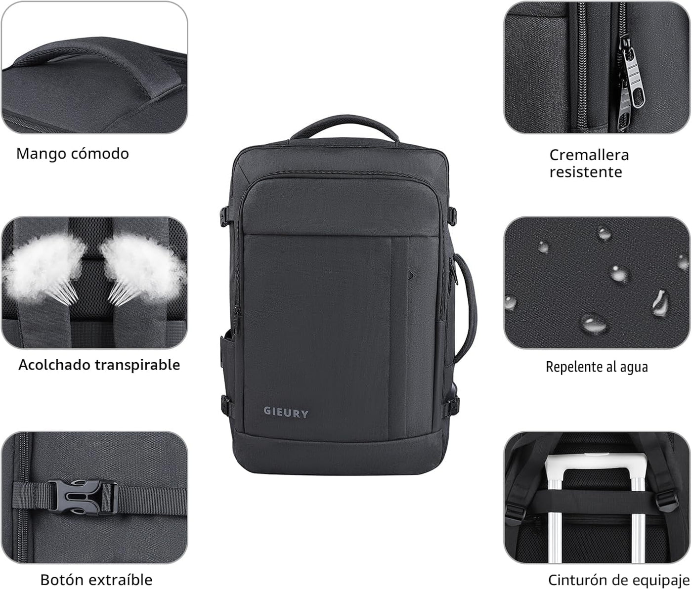 Gieury Mochila de Equipaje de Mano, Mochila de Viaje de 50L, Mochil...