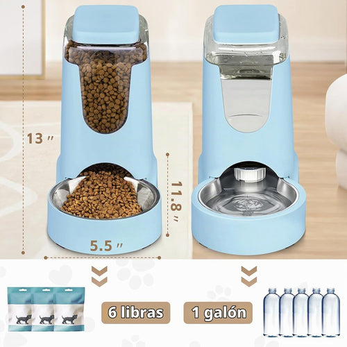 Alimentador automático portátil y dispensador de agua para gatos co...