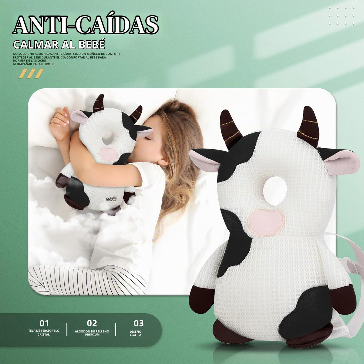 Mochila con protector de cabeza para bebé caminante, mochila ajusta...