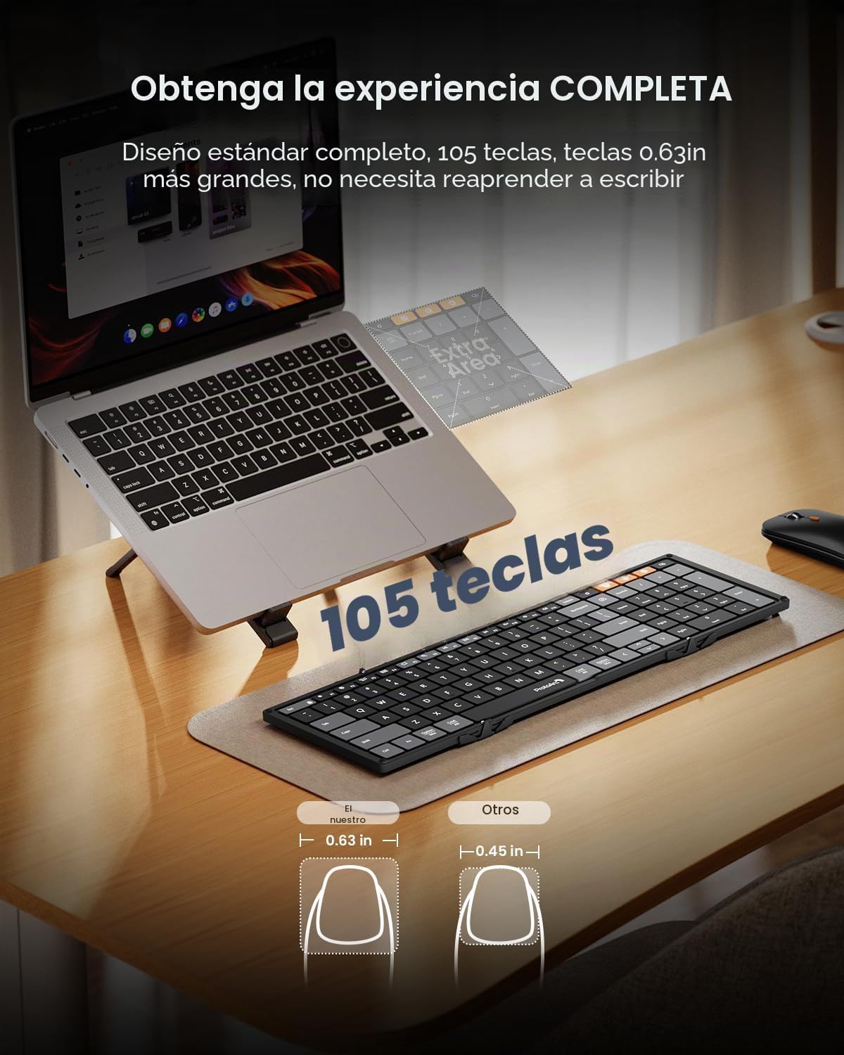 ProtoArc Combo de Teclado y Mouse Plegable, XKM01 CaseUp Teclado y...