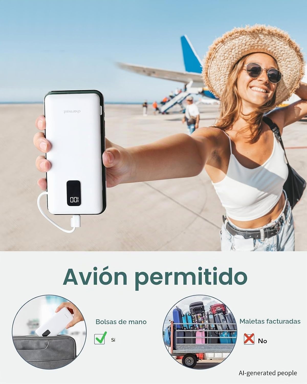 charmast Banco portátil del poder del cargador construido en los ca...