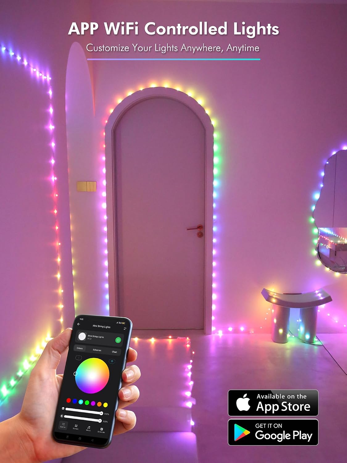 BrizLabs Luces de hadas inteligentes, 66 pies 200 LED, compatible c...