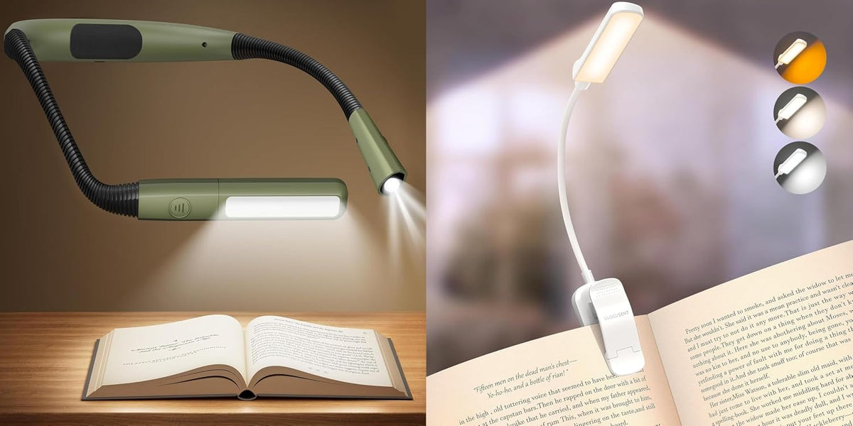 Glocusent Luz de lectura duo: luz de cuello flexible manos libres (...