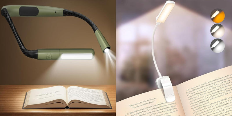 Glocusent Luz de lectura duo: luz de cuello flexible manos libres (...