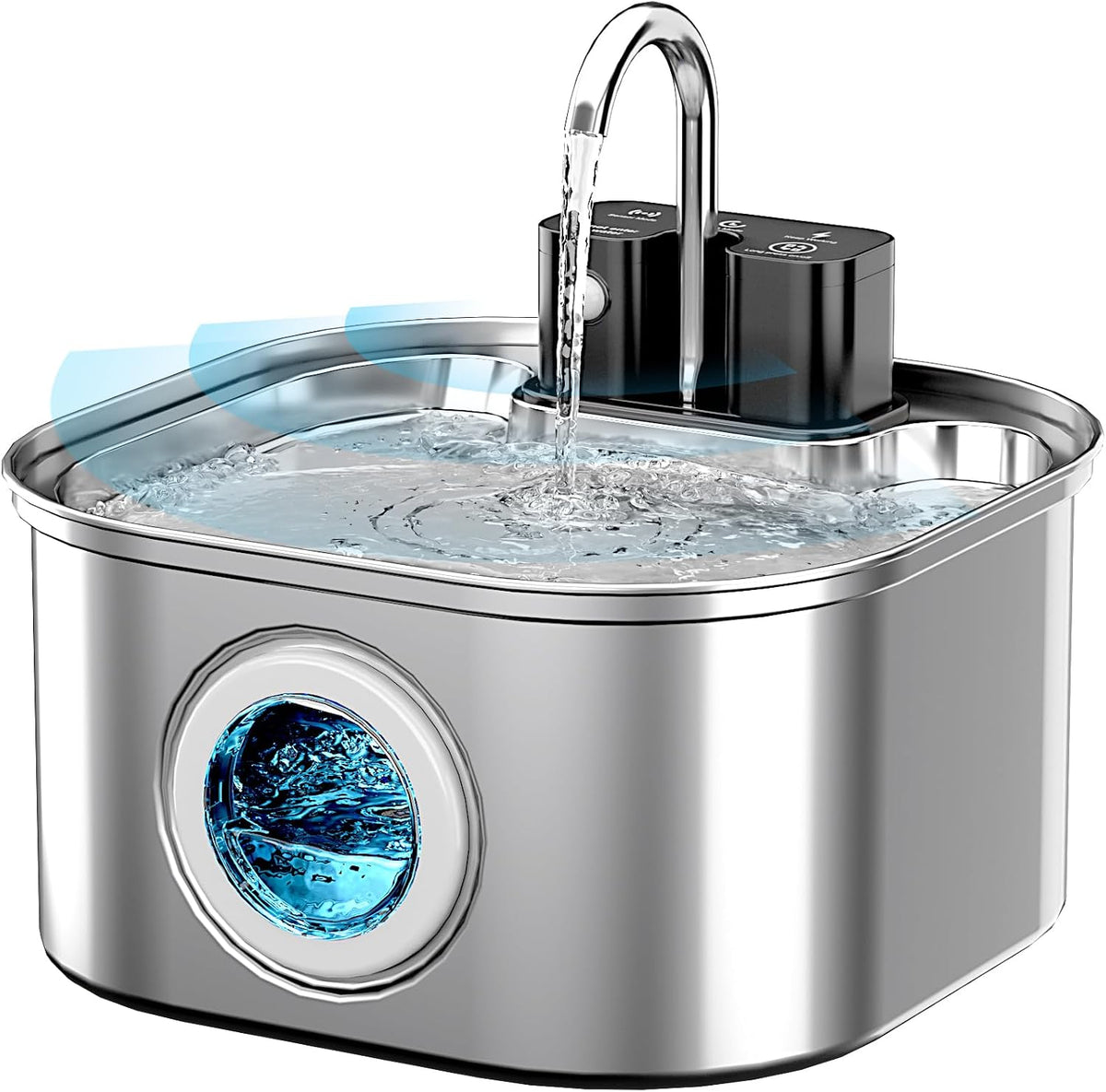 Lawfery fuente de agua inalámbrica para gatos de acero inoxidable 1...