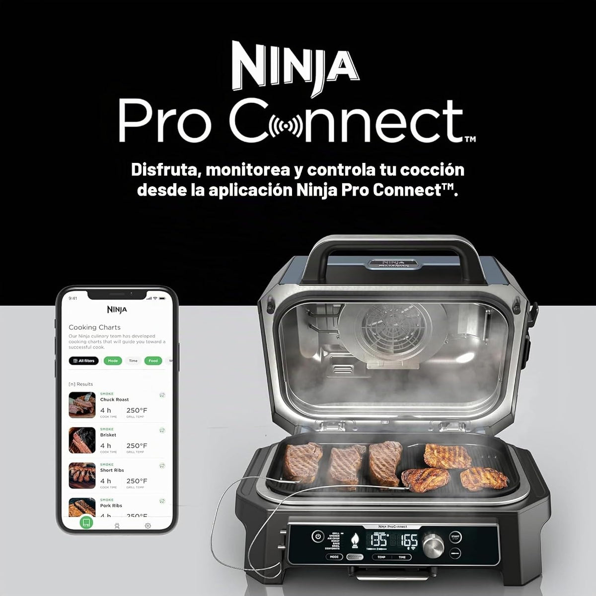 Ninja Woodfire ProConnect Premium XL - Parrilla y ahumador para ext...