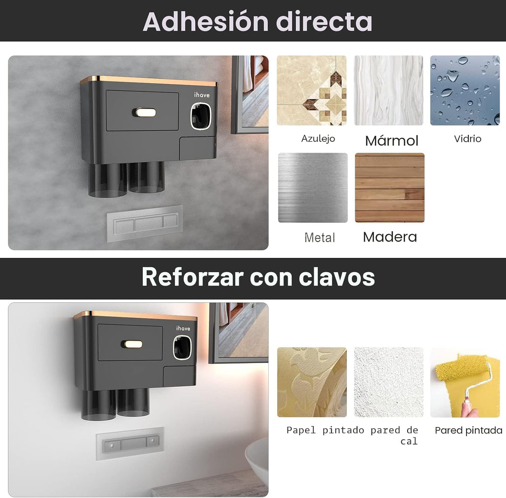 iHave Portacepillos de dientes para baño, dispensador de pasta de d...