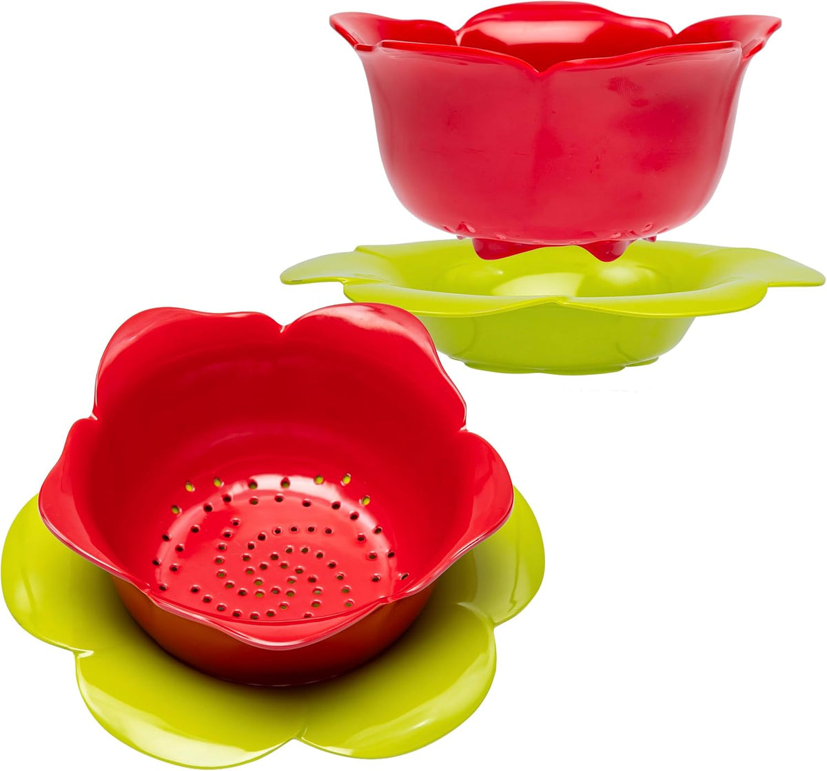 bzyoo Juego de 4 cuencos con forma de rosa de bayas para drenar y s...