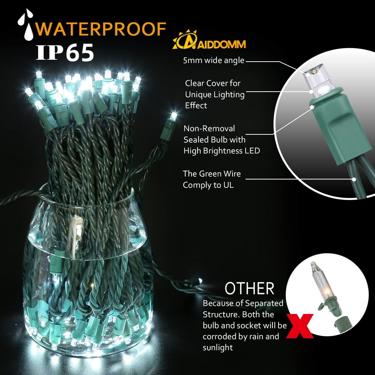 AIDDOMM 100 unidades de luces LED de Navidad blancas frías \u2013 5...