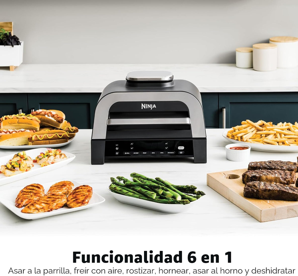 Parrilla de interior Ninja DG551 Foodi Smart XL 6 en 1 con freír al...