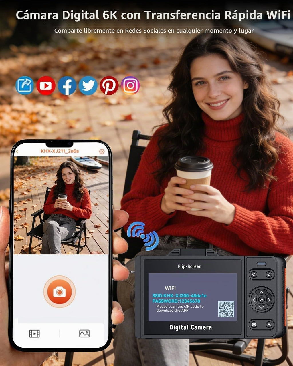 RAZPLYN Cámara digital 6K 96MP Vlogging Cámara para YouTube con pan...
