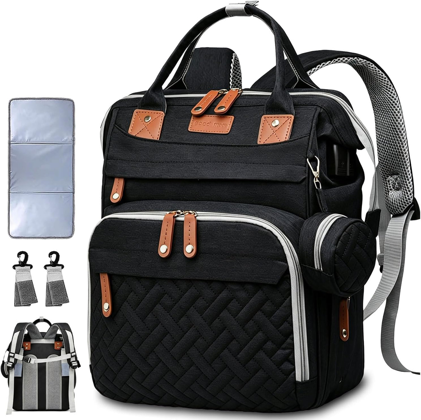 SHITIESHOU Mochila para pañales para mamá y papá, con cambiador, 19...