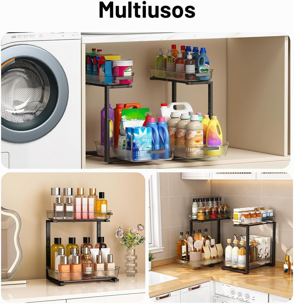 ARSTPEOE Paquete de 2 organizadores y almacenamiento deslizantes do...
