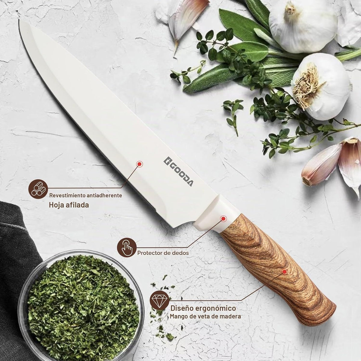Juego de cuchillos, GOODA juego de 9 piezas de cuchillos de cocina...