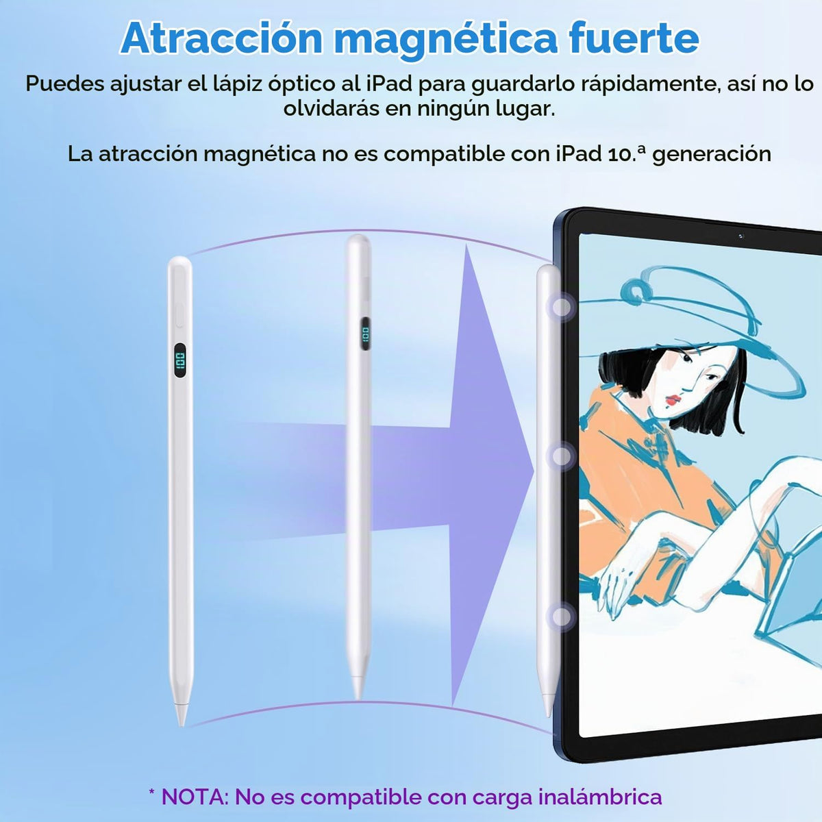 Lápiz óptico para iPad 2026-2018, magnético, rechazo de palma y car...