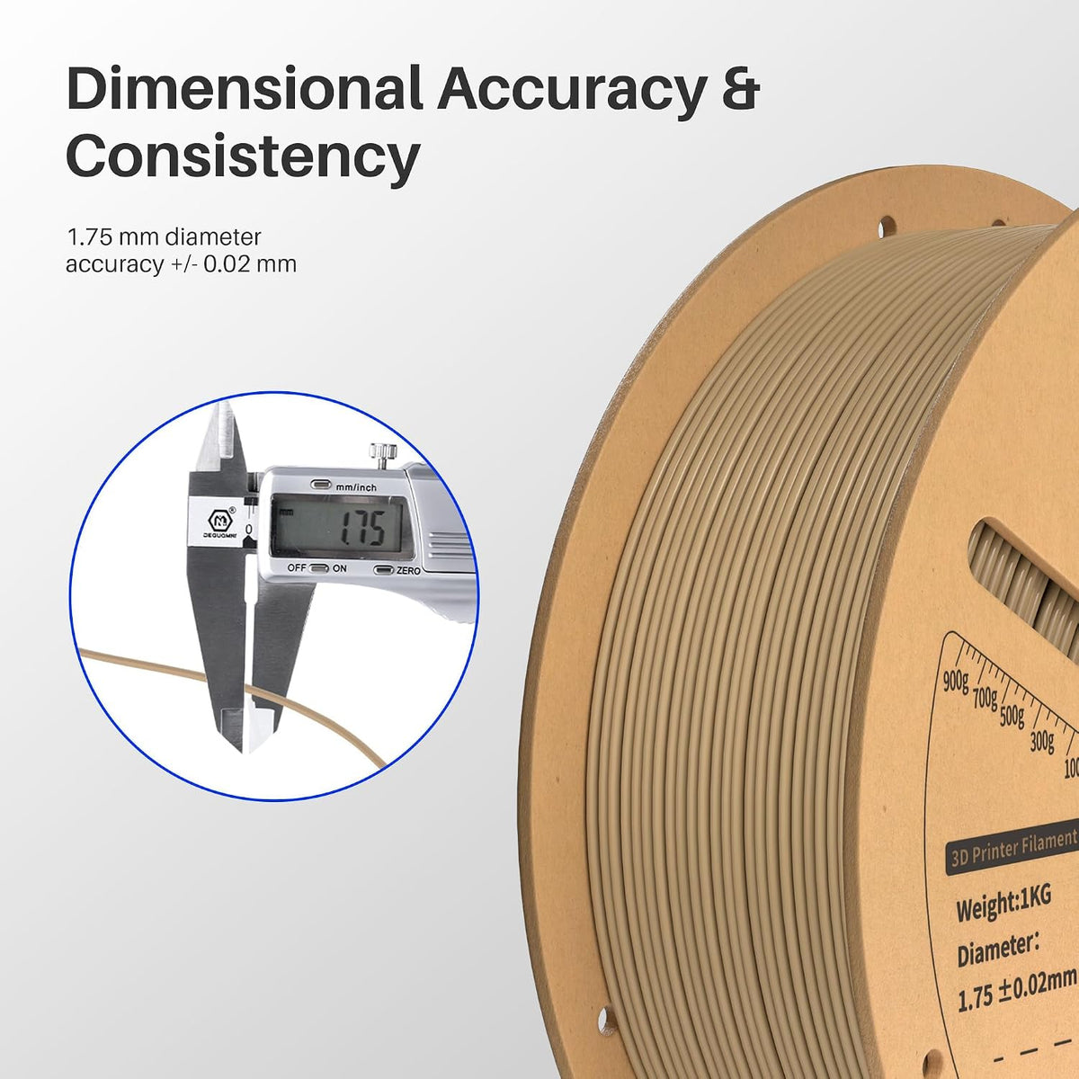 ELEGOO - Filamento PLA para impresora 3D de madera de 1.75mm, fibra...