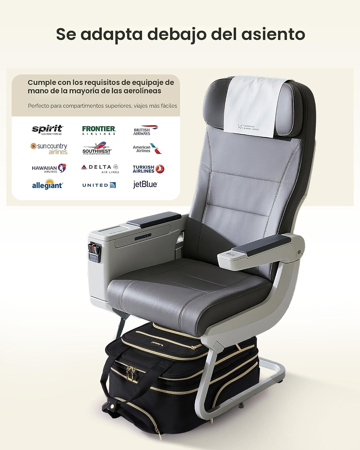 LOVEVOOK Equipaje de mano debajo del asiento con ruedas, Negro