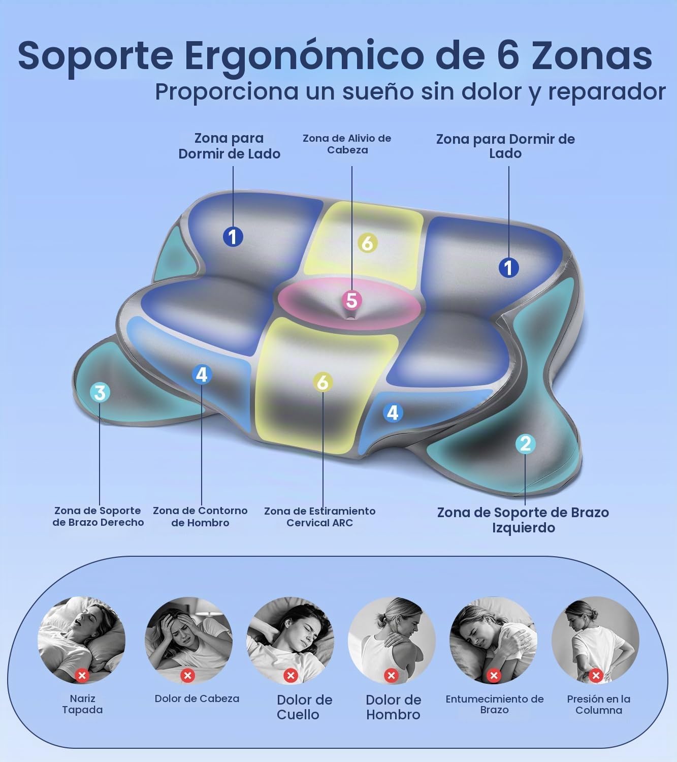 Almohada de espuma viscoelástica de gel de enfriamiento 2026, almoh...