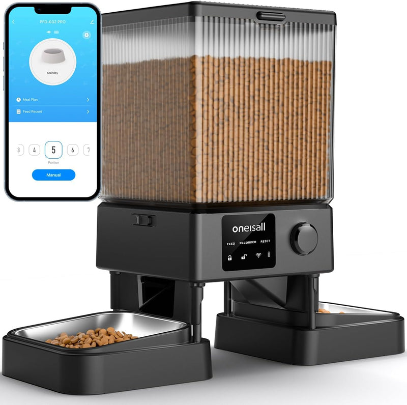 oneisall Comedero automático para gatos con WiFi 5G, dispensador au...