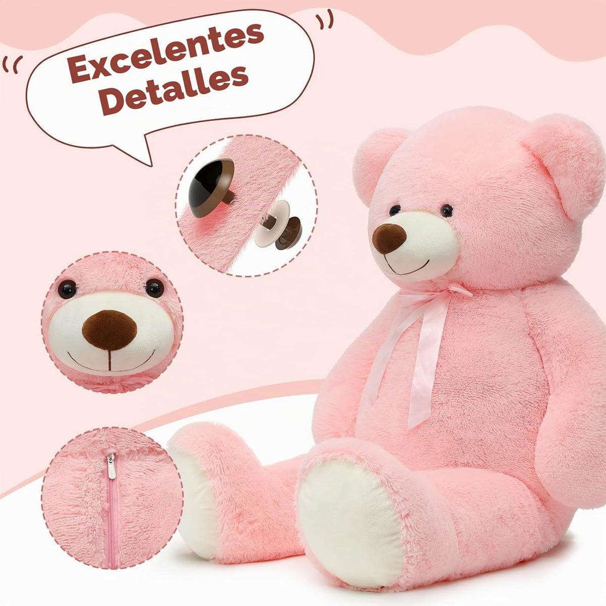 Tezituor Oso de peluche rosa, oso de peluche grande de 40 pulgadas,...