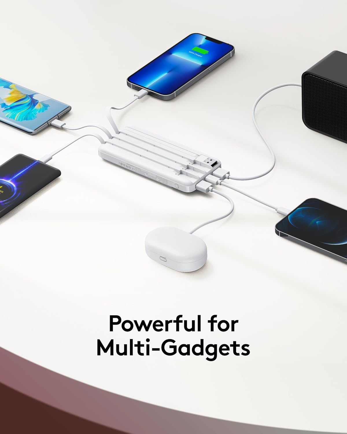 Orfeika Cargador portátil de carga rápida con 4 cables integrados |...