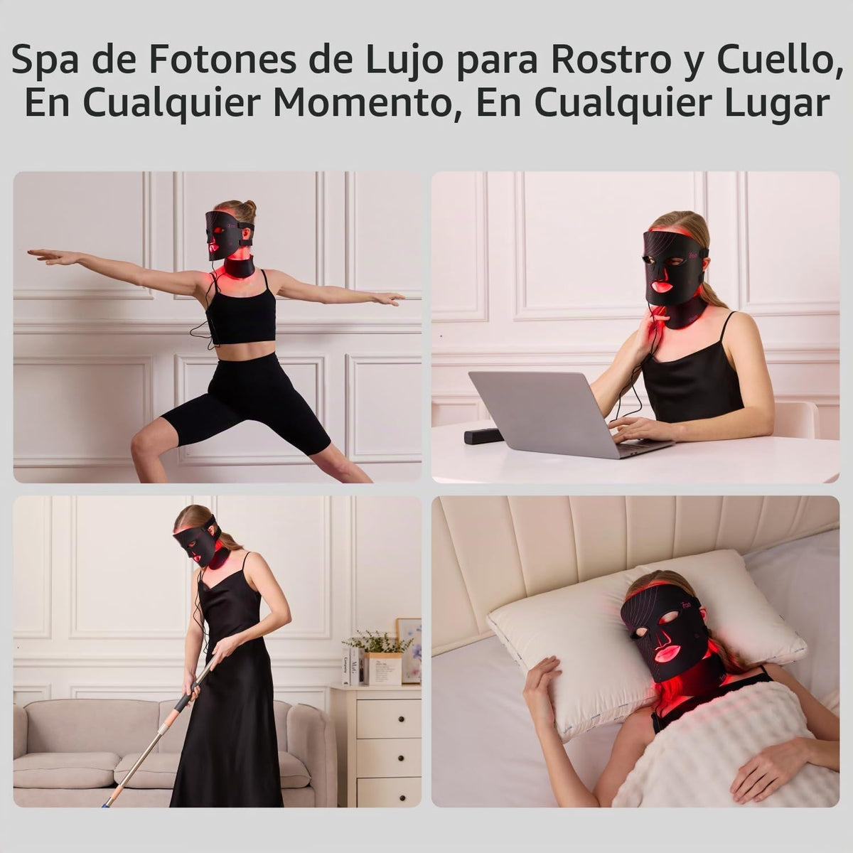 IFAE Máscara de terapia de luz roja para cara y cuello con 396 LED...